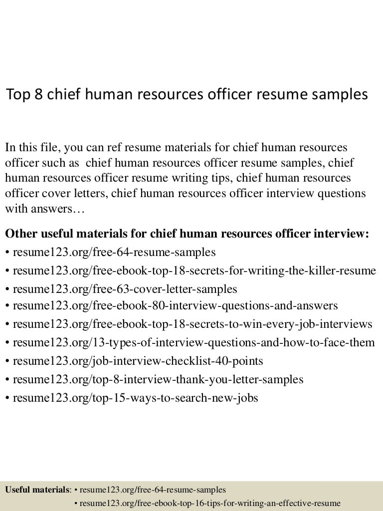 top 8 chief human resources officer resume samples