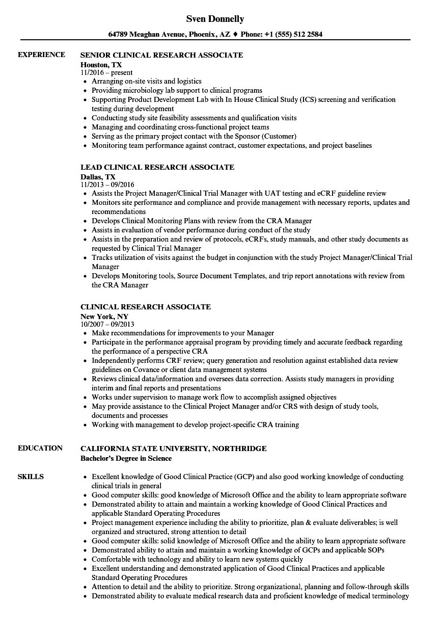 cover letter for clinical research associate entry levelml