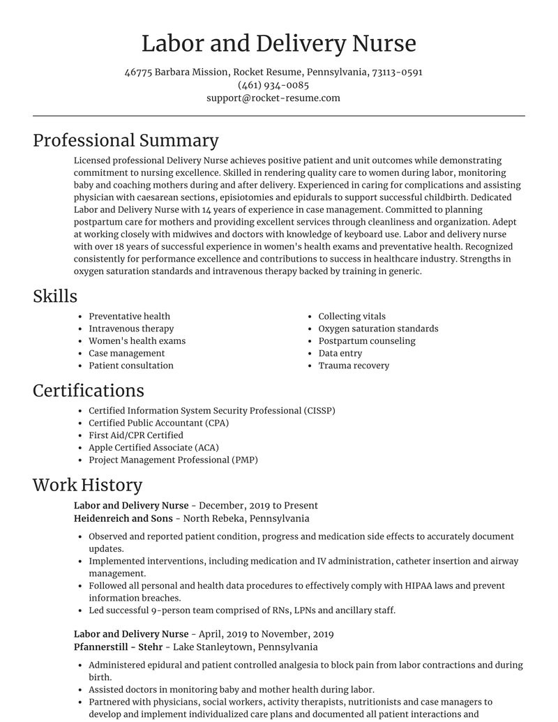 labor and delivery nurse best resume writer templates