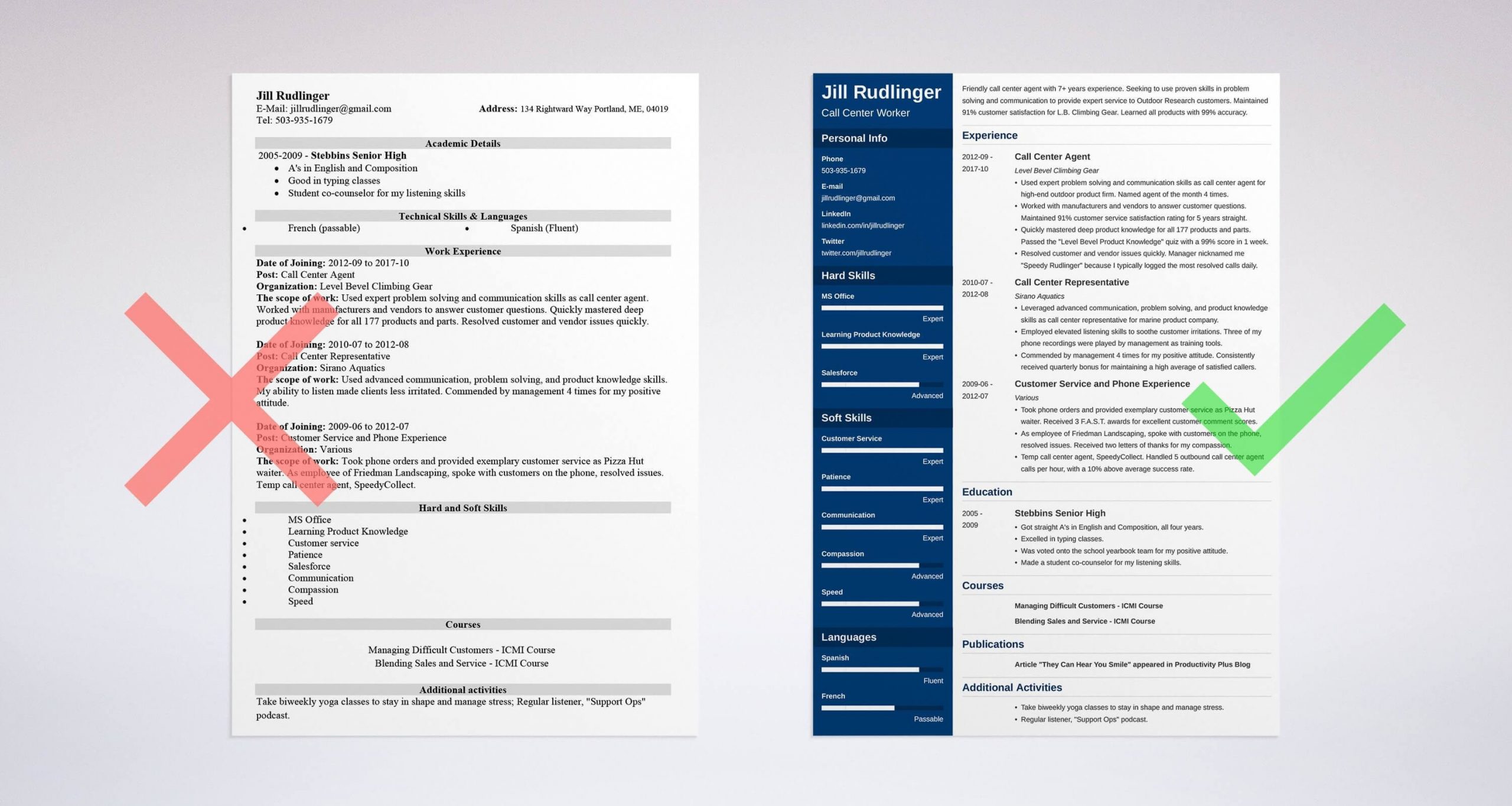 call center resume example
