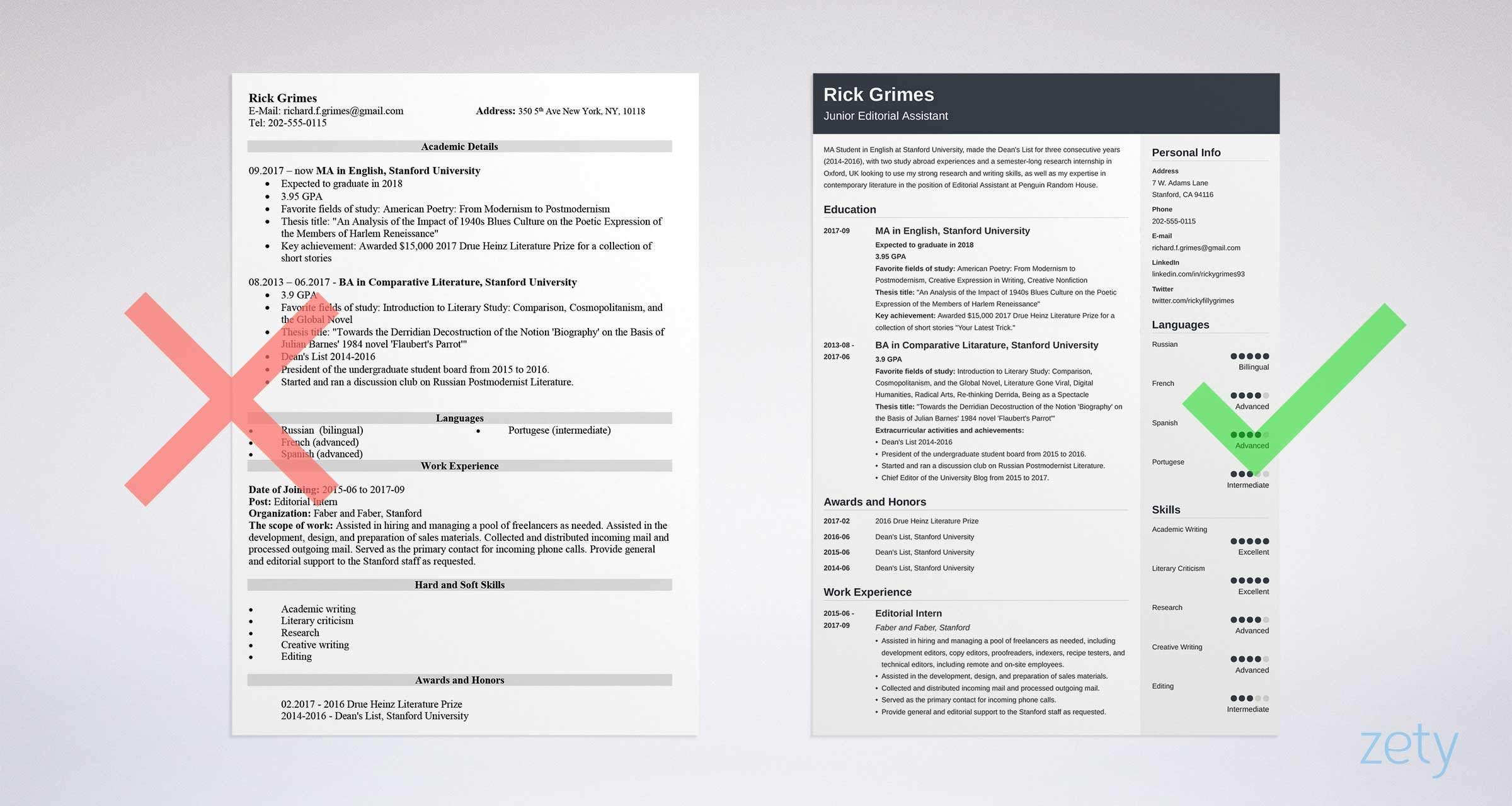 sample student resume with no workml