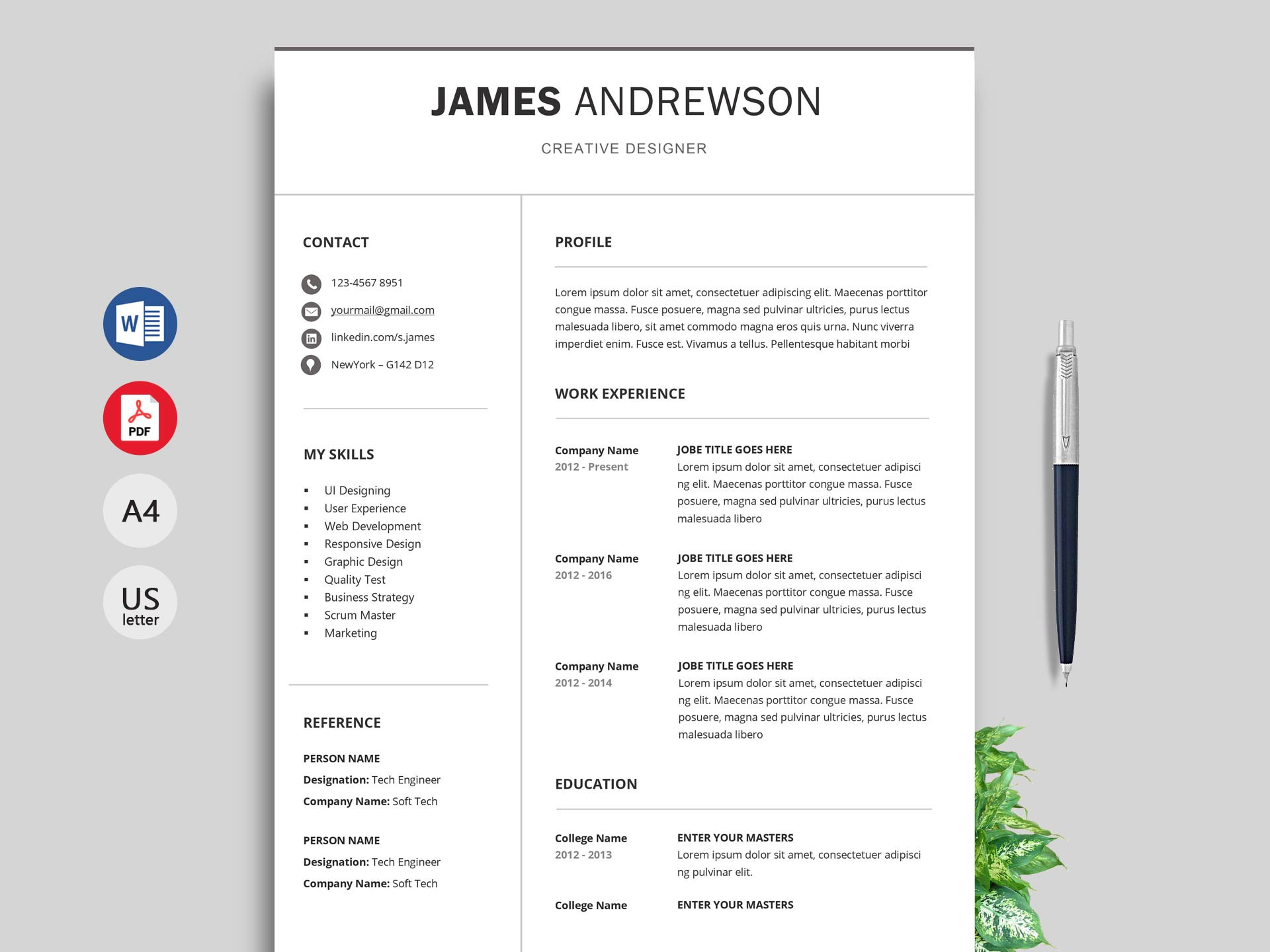 word format resume