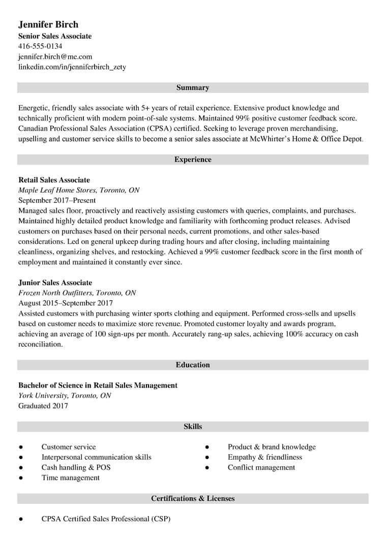 canadian resume