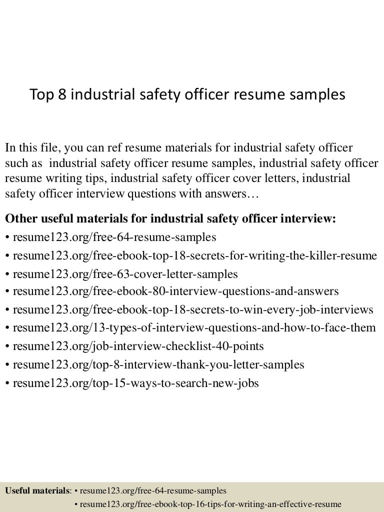 top 8 industrial safety officer resume samples