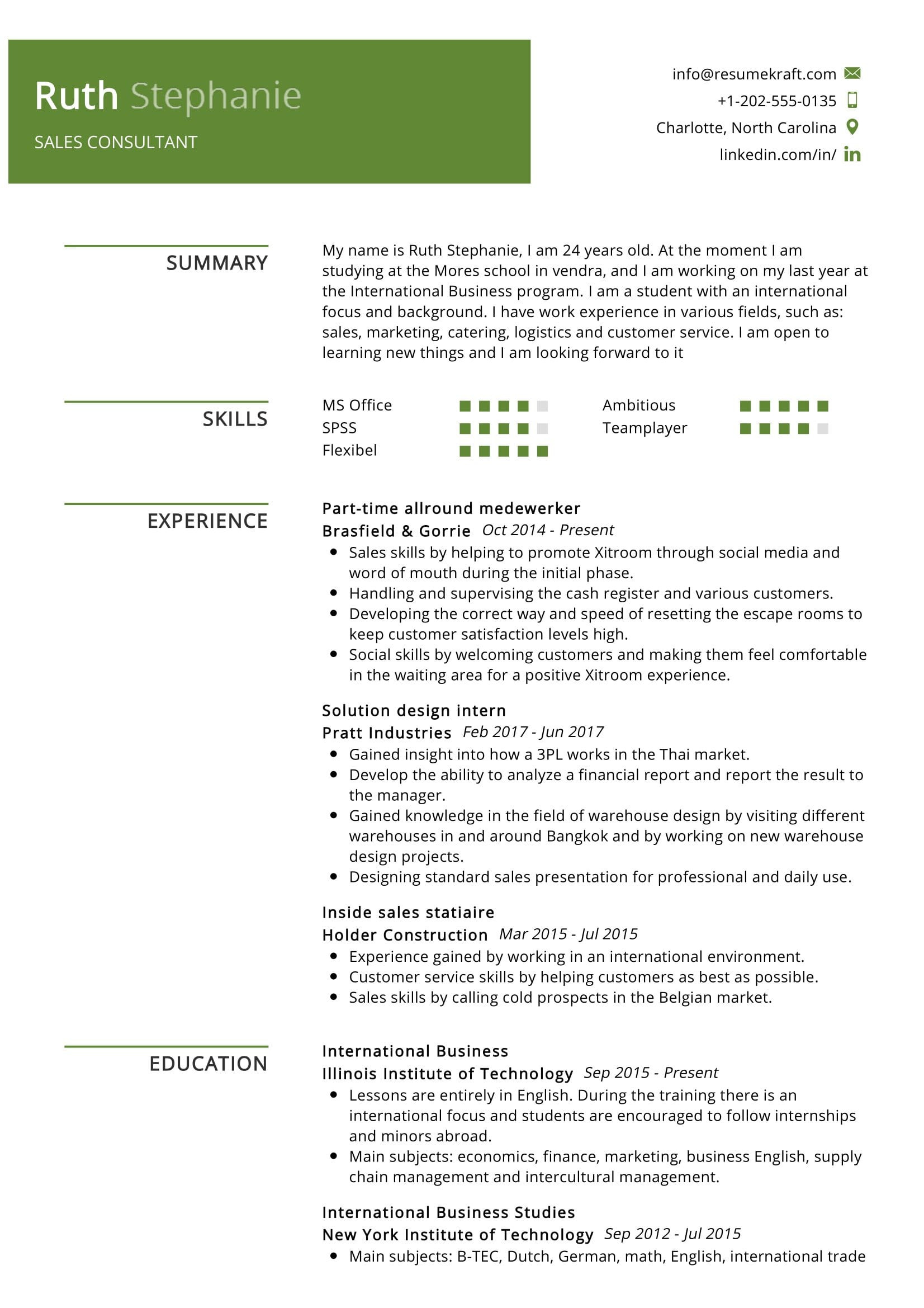sales consultant resume sample