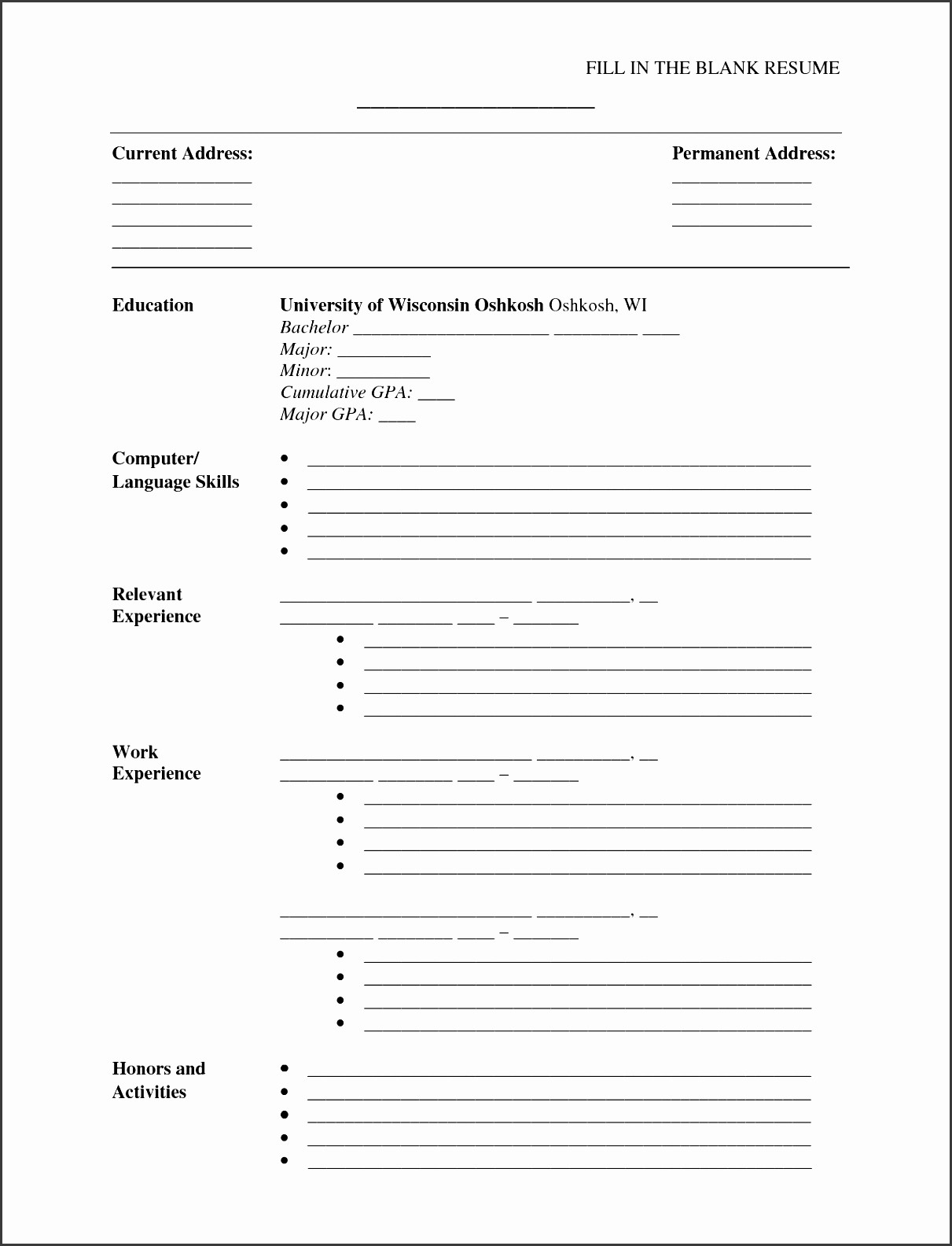 free printable sample resume templates