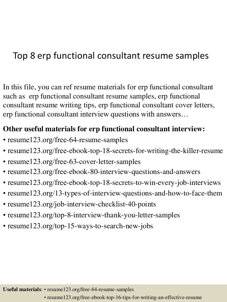 top 8 erp functional consultant resume samples