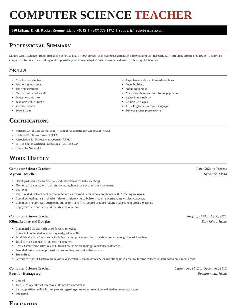 puter science teacher best resume writer samples