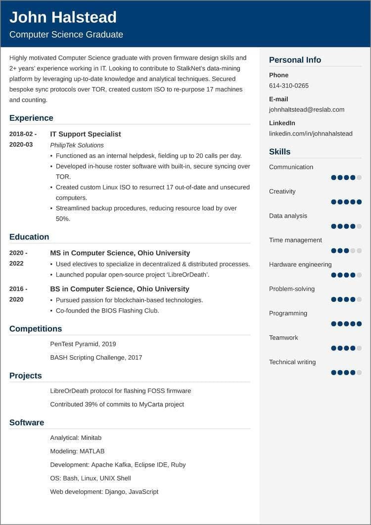 Sample Resume for Computer Science Internship Computer Science Internship Resumeâsamples and 25lancarrezekiq Tips