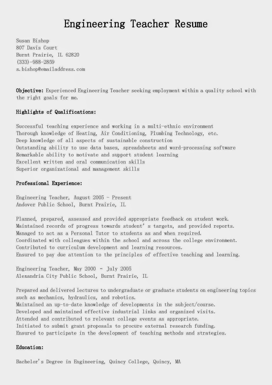 sample resume of enginering colegeml