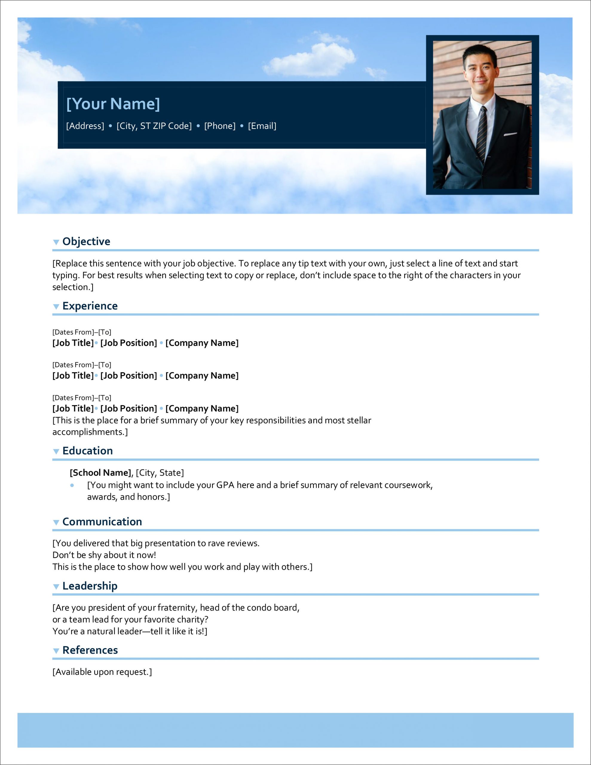 free microsoft office resume sample and cv template