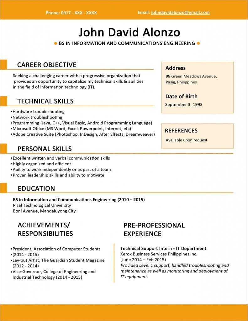 graduate engineering cv no experienceml