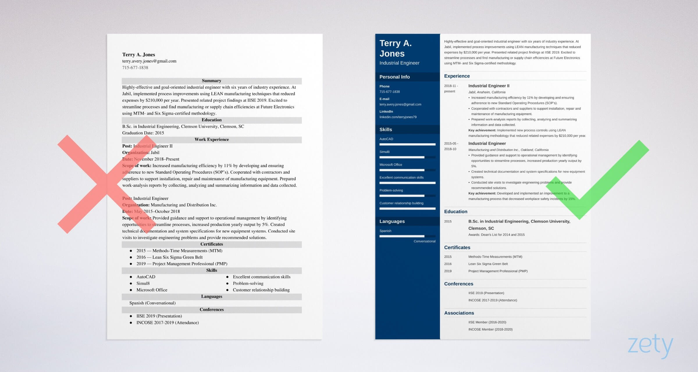 industrial engineer resume example