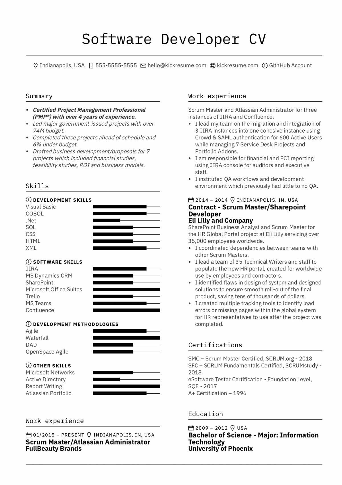 quick guide how to write a software developer cv