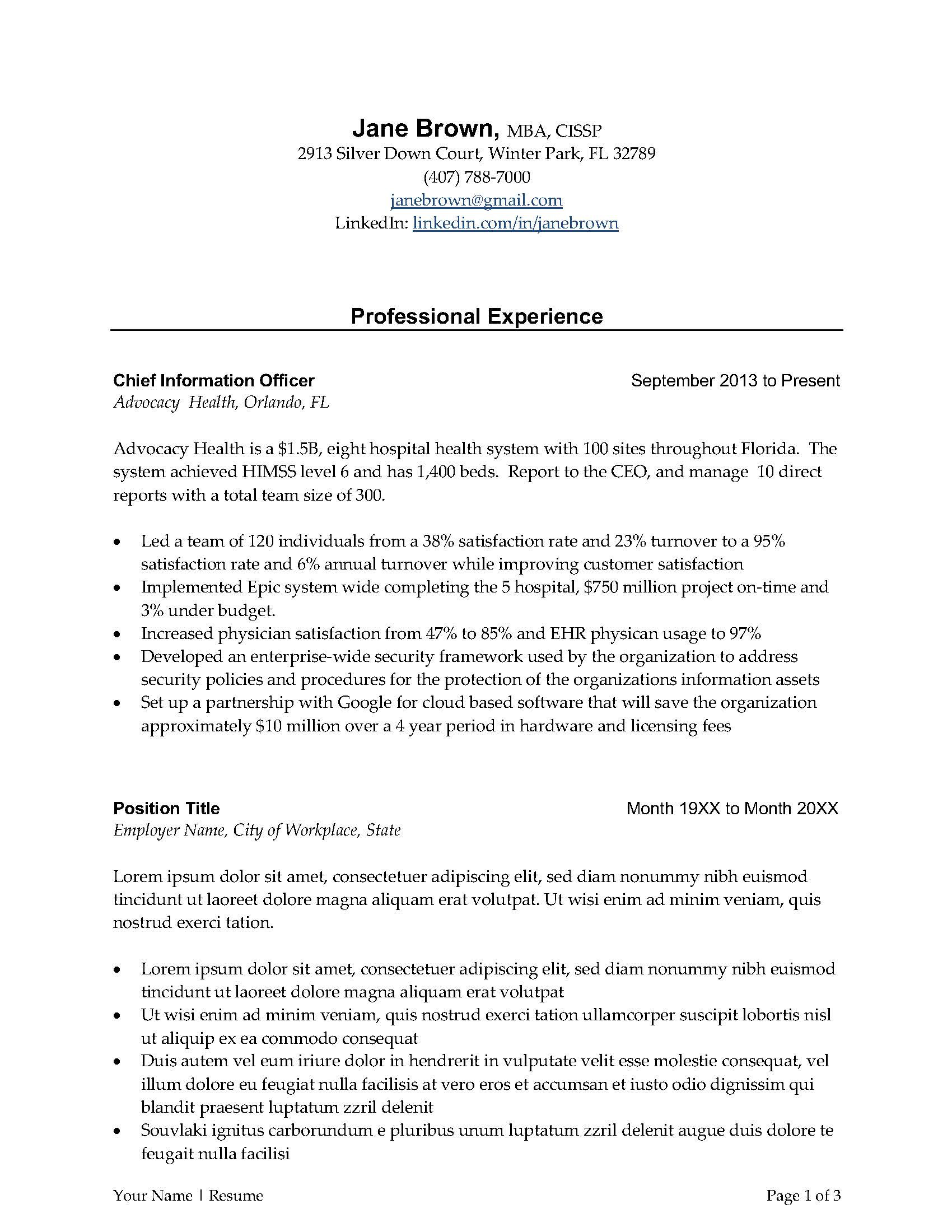 executive resume templates