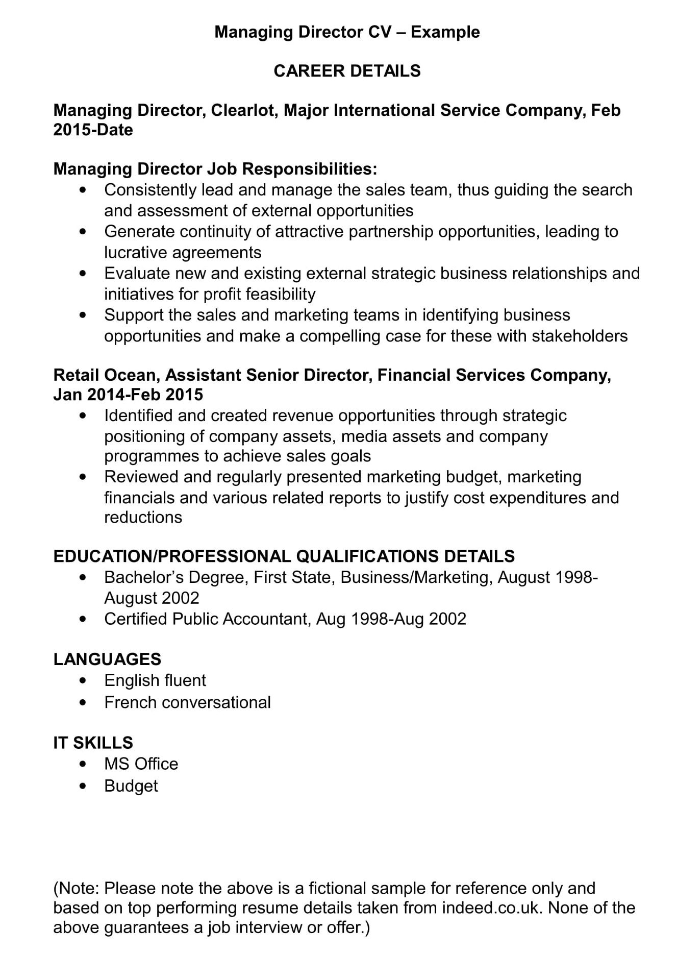 managing director cv template and examples renaix