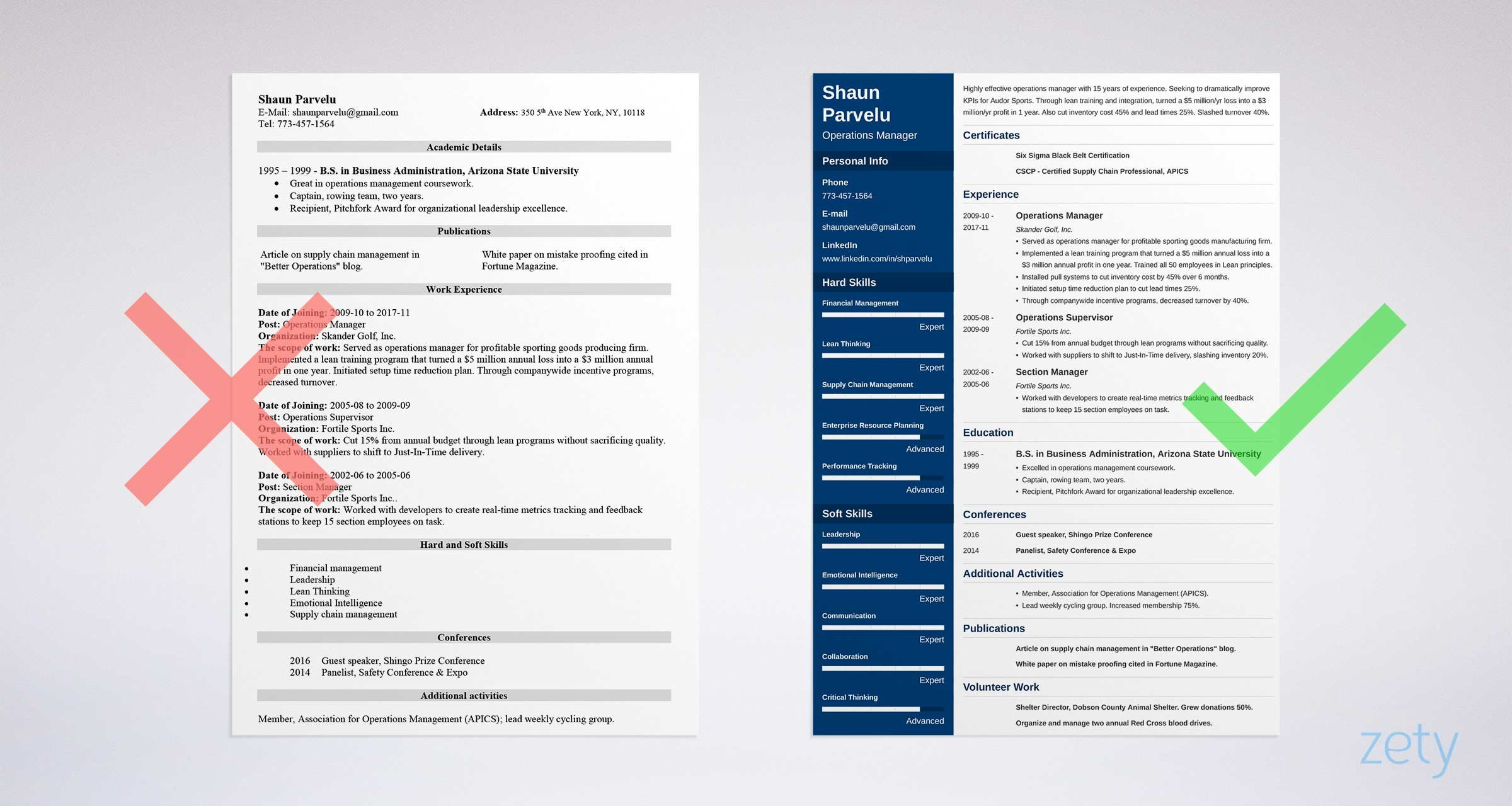 operations manager resume example