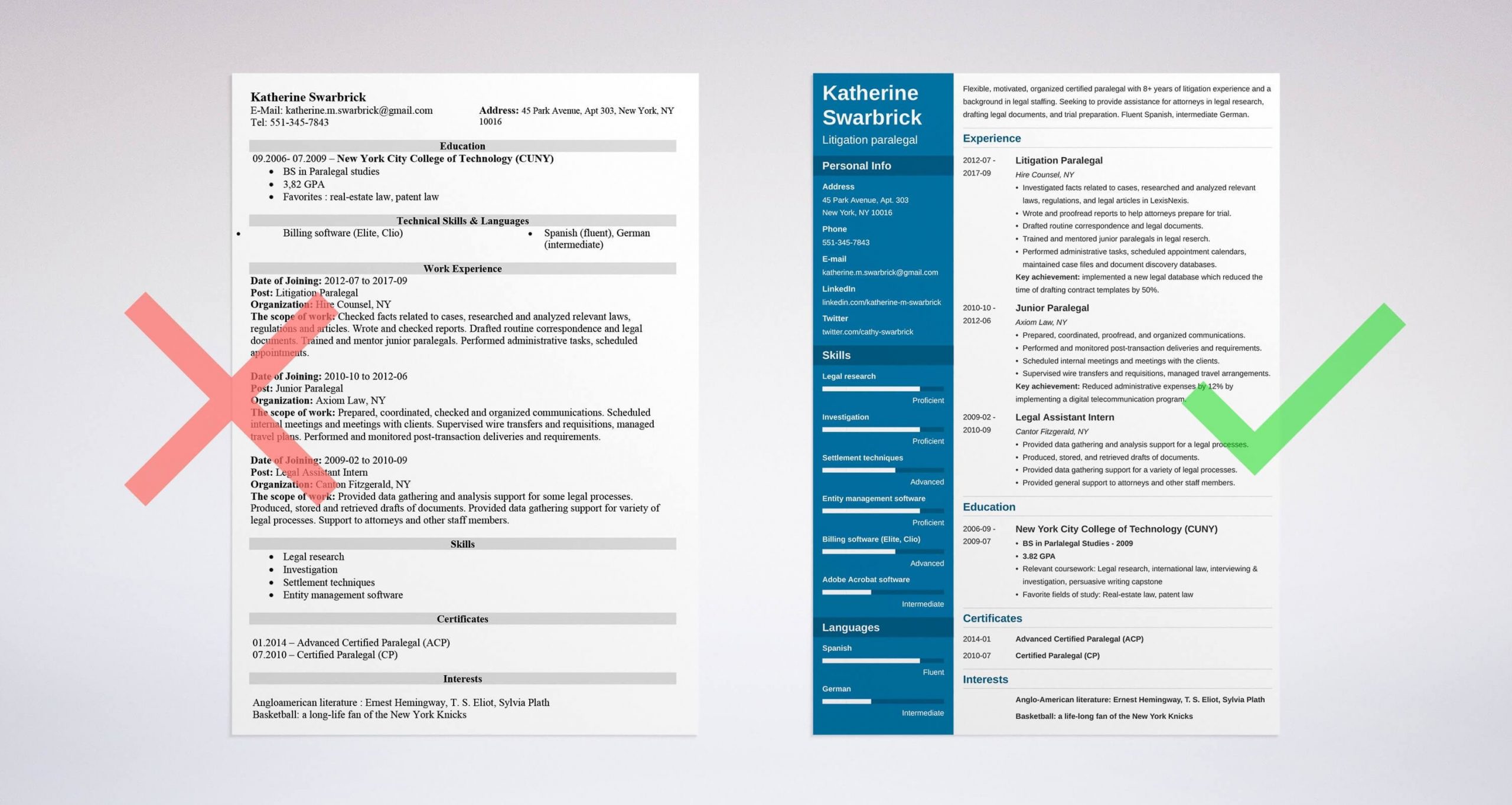 paralegal resume example