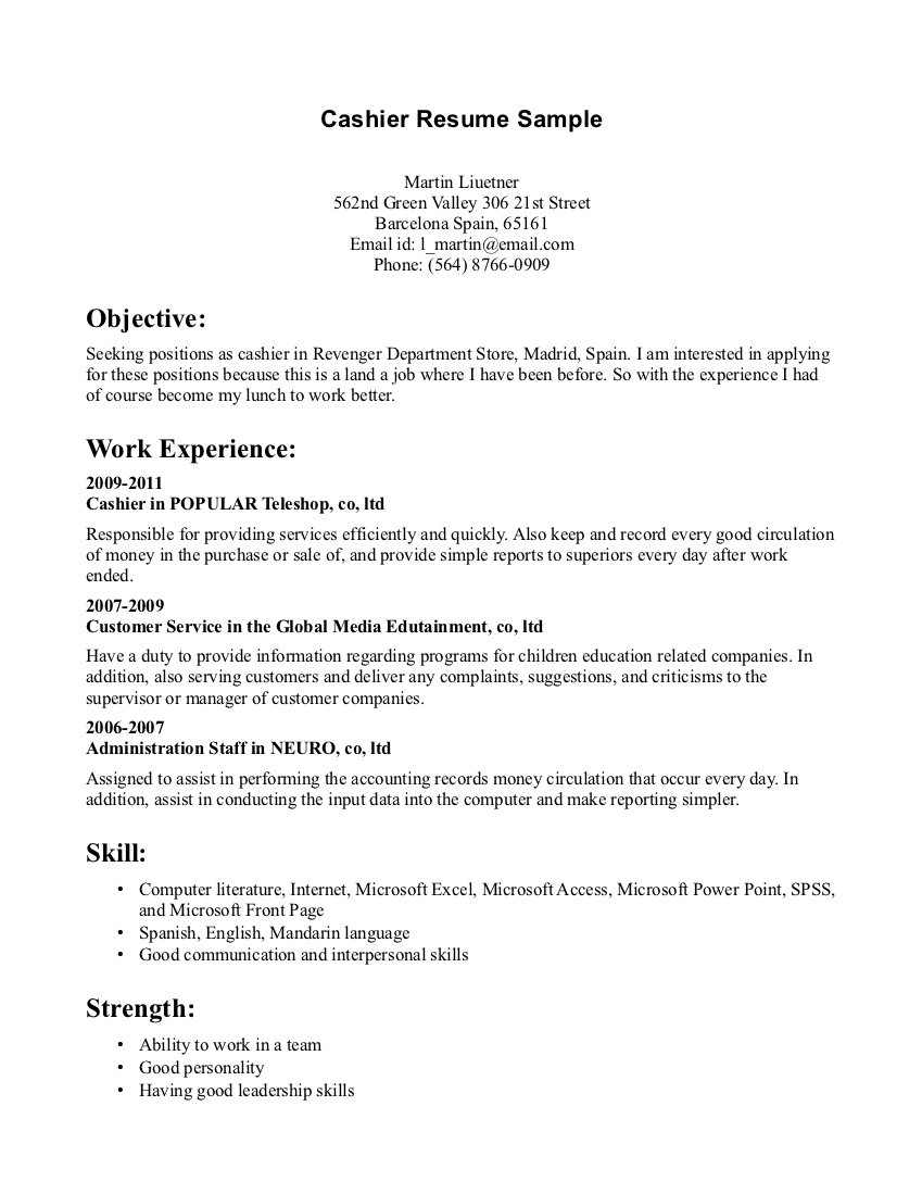 restaurant cashier cv formatml