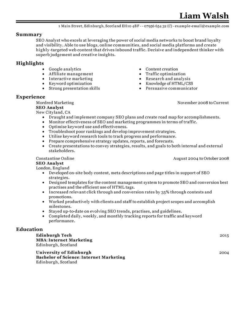 Sample Resume for Search Engine Evaluator Search Engine Marketing Resume October 2021