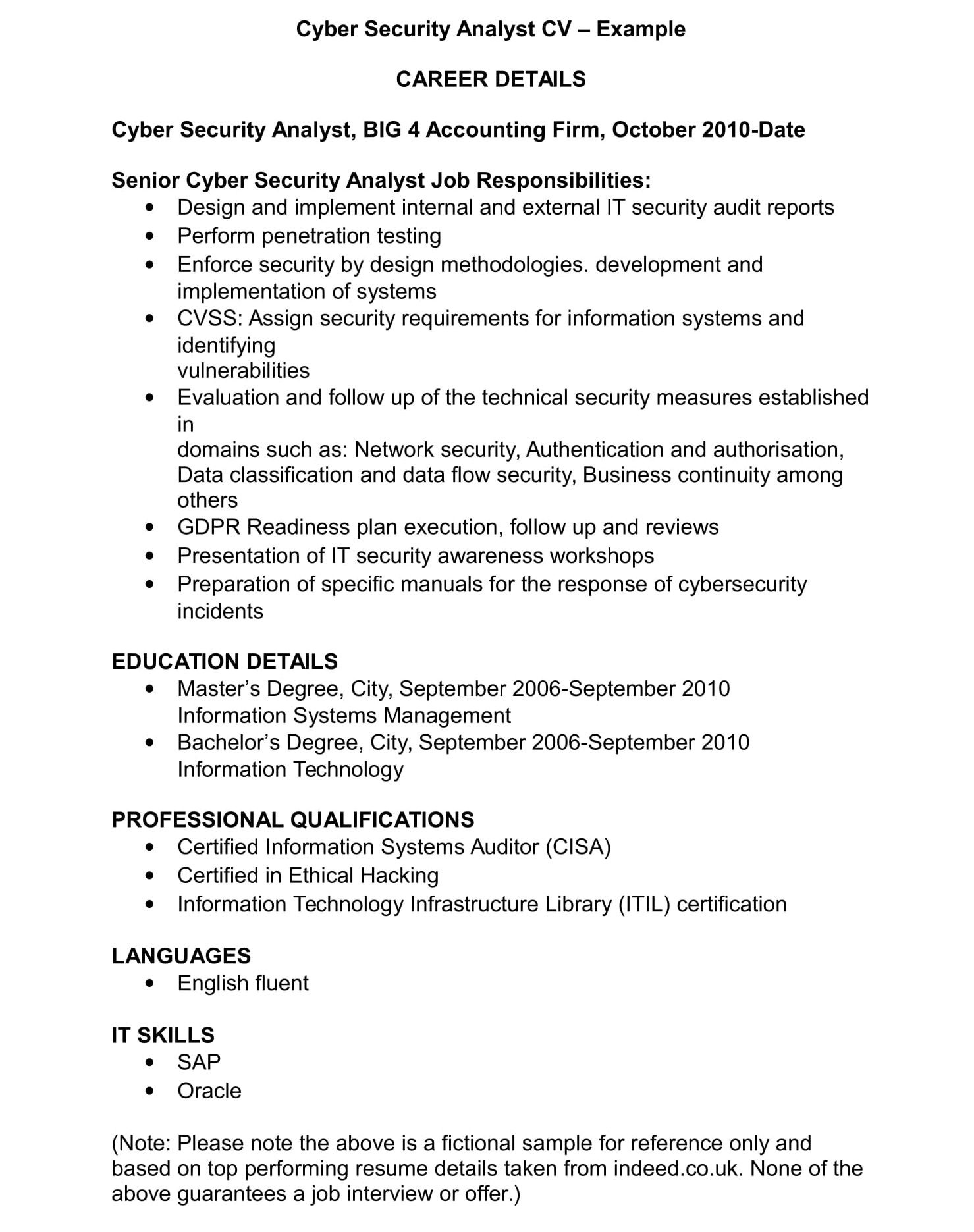 cyber security cv template and examples renaix