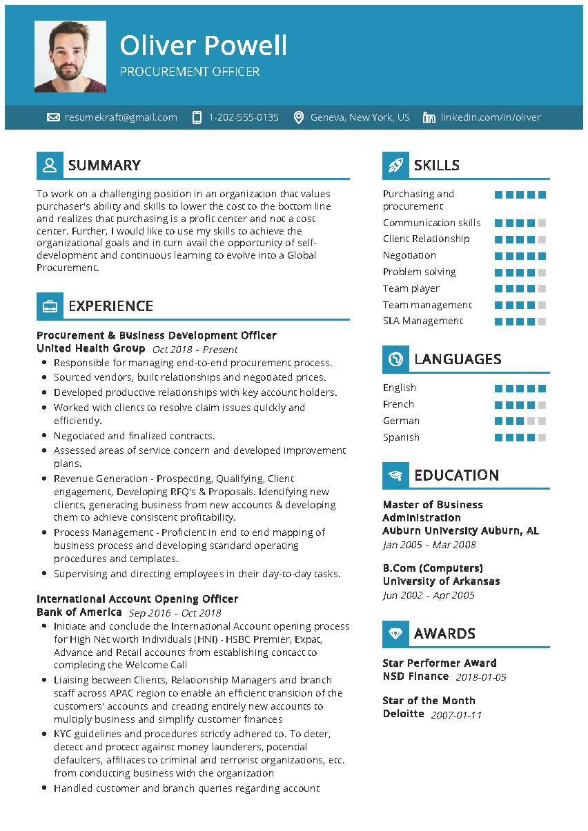 procurement officer resume sample