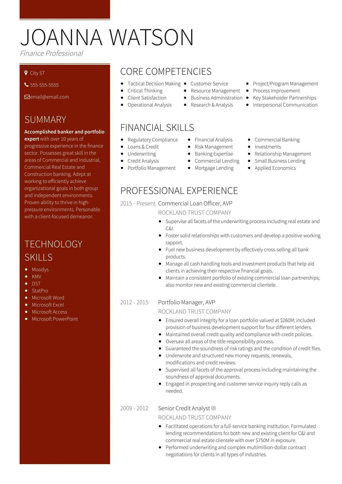 banking sample resume templates