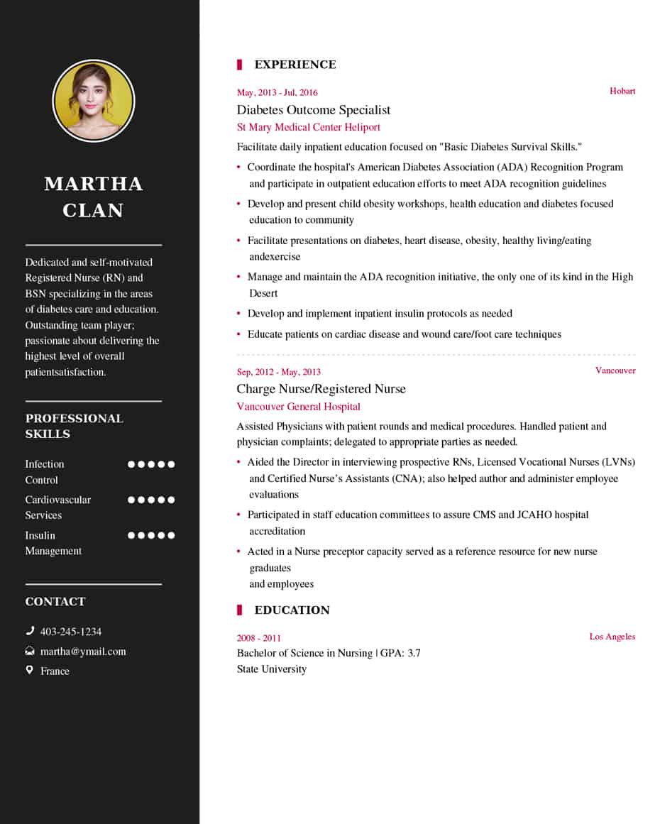 resume heading sample