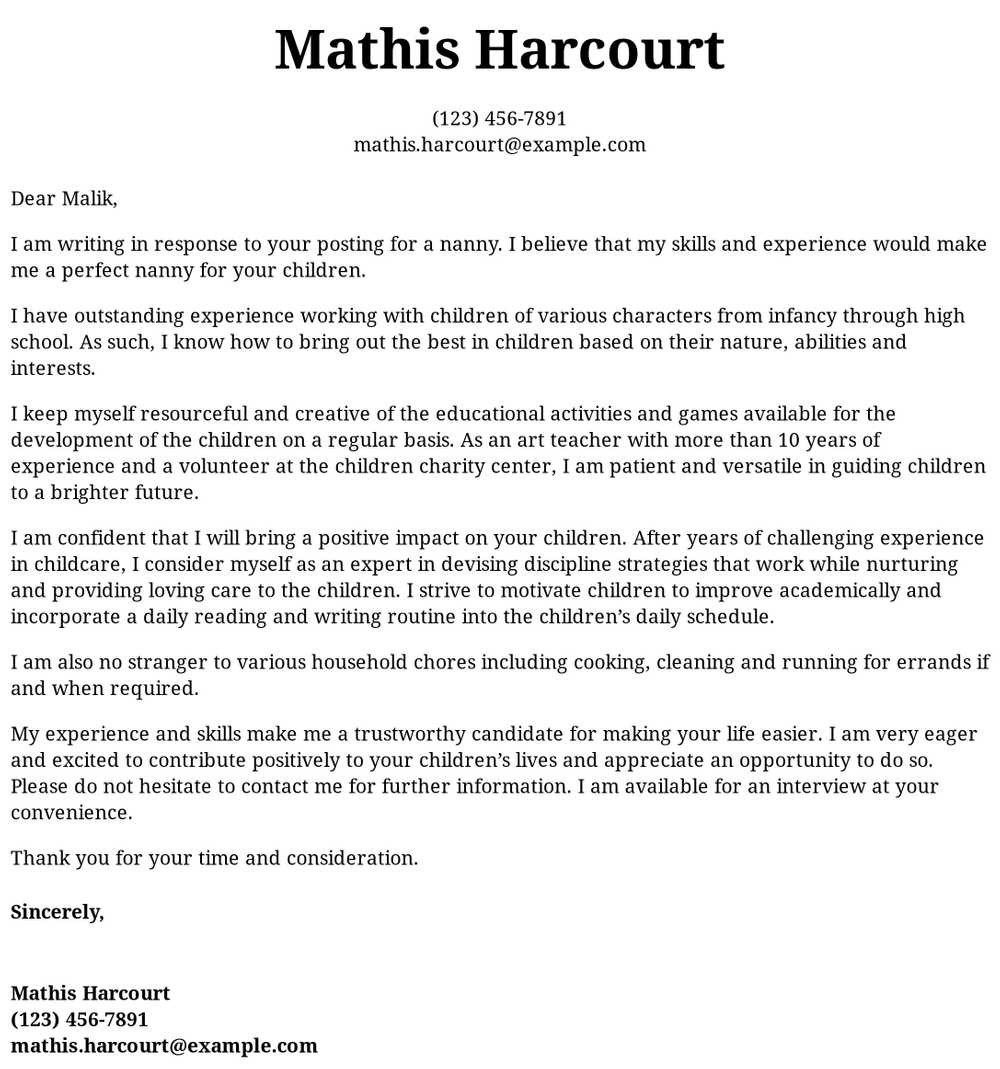 cover letter example childcareml