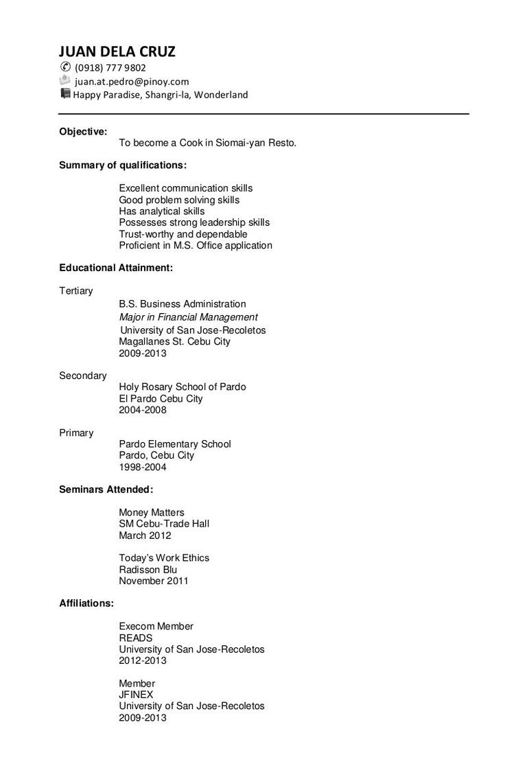 Chronological Resume Sample for Fresh Graduate Chronological Resume College Student Five Facts that Nobody told …