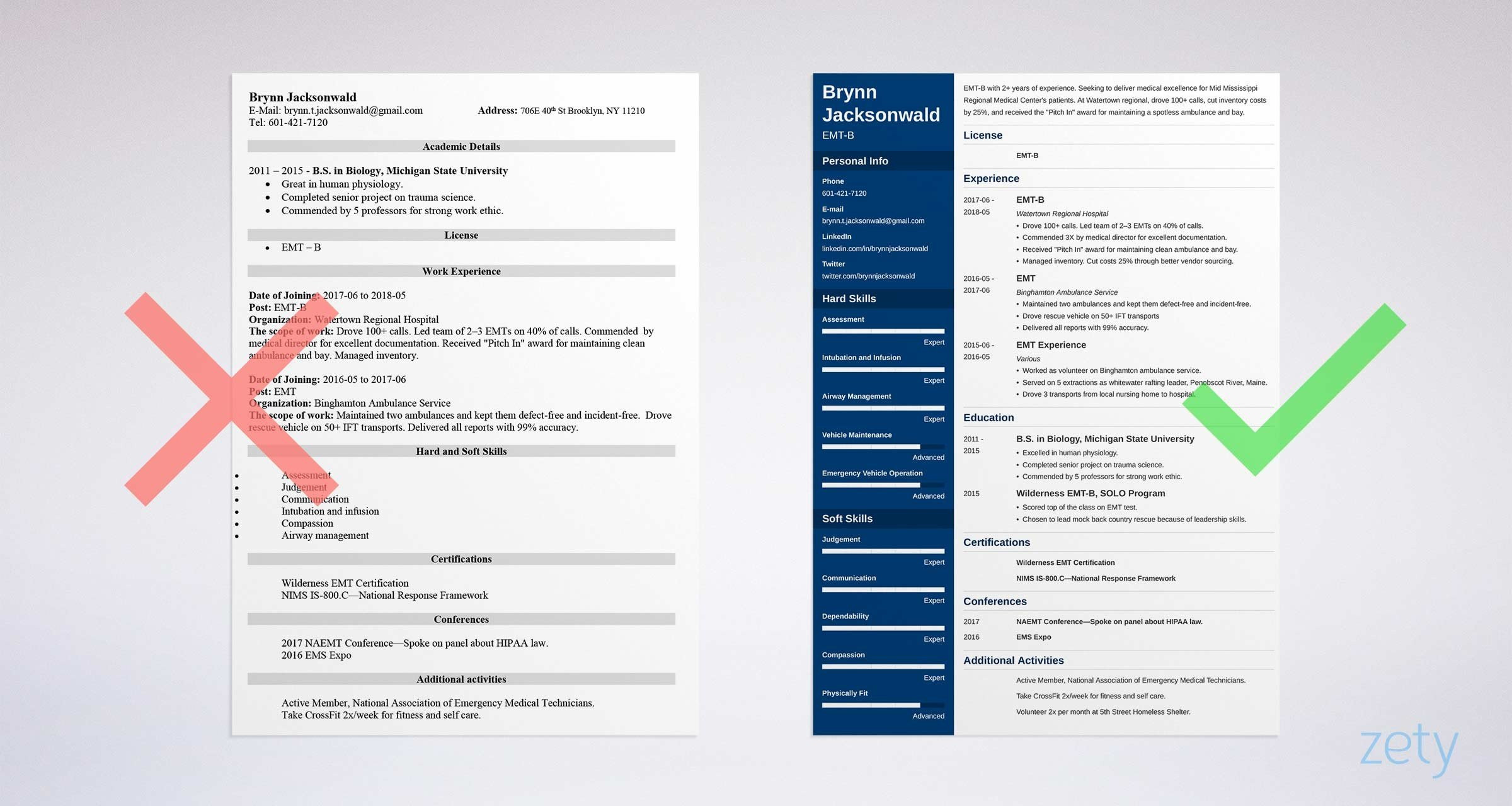 emt resume example