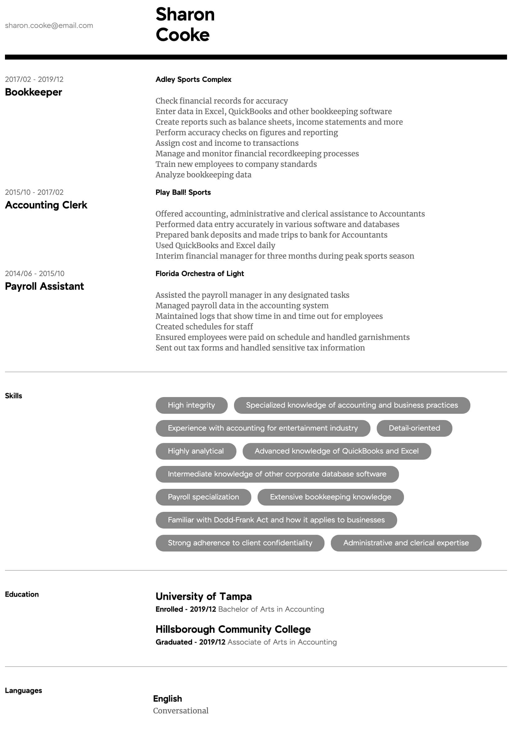 accountant resume sample