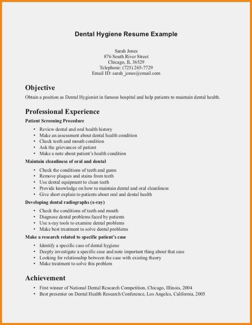 Entry Level Dental Hygienist Resume Samples Writing Tips to Make Resume Objective with Examples Dental …