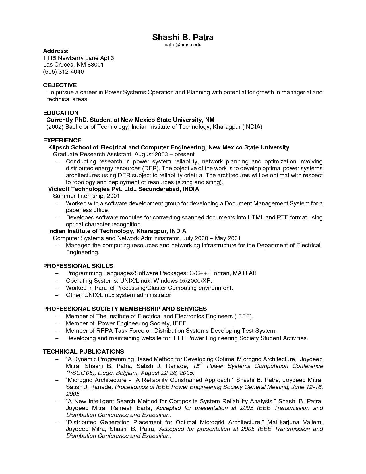 entry level electrical engineer resumes