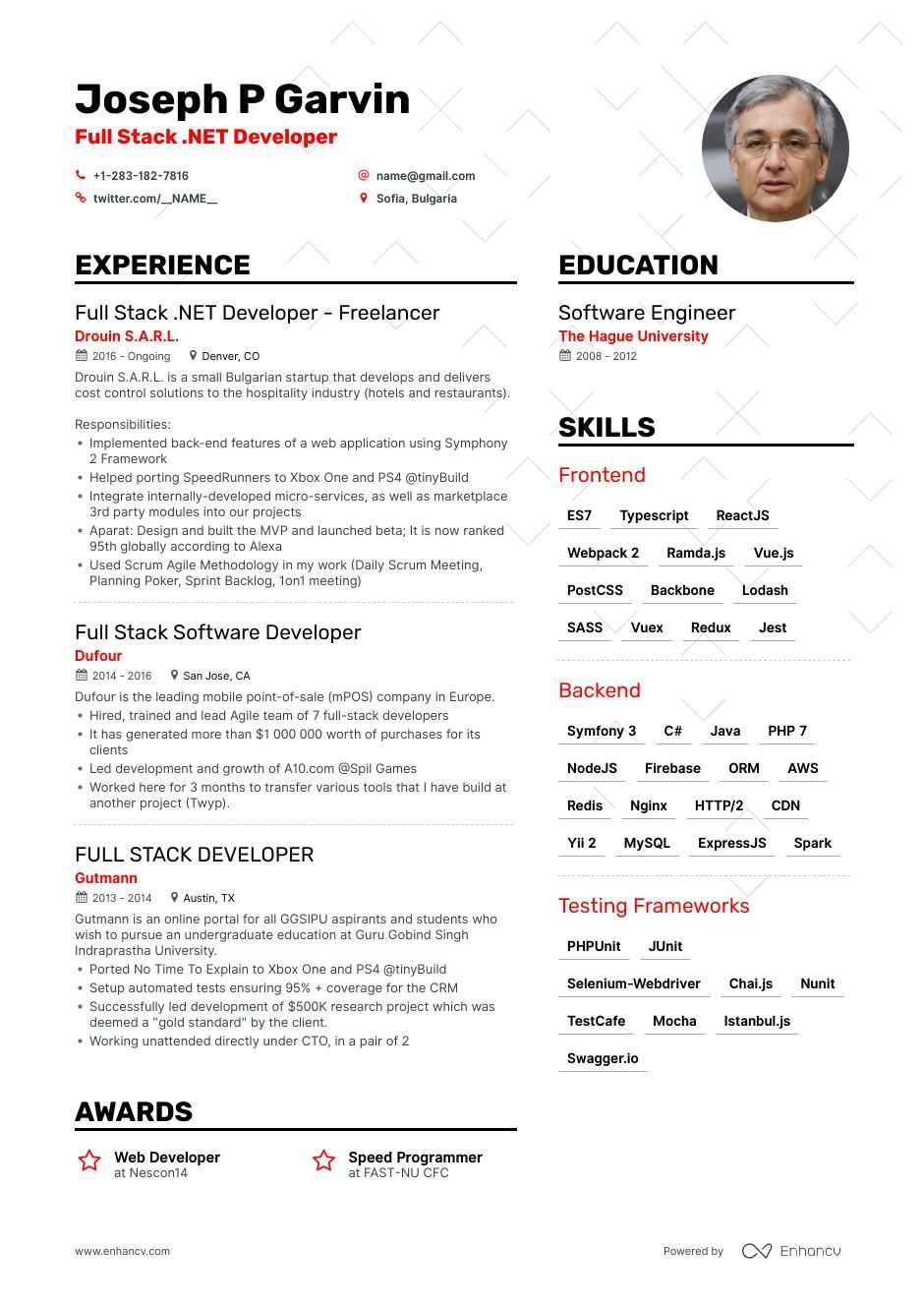 full stack developer cv