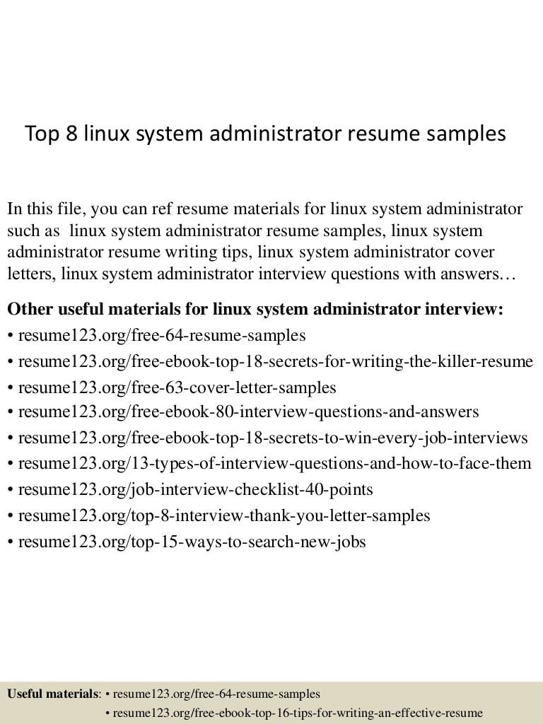 top 8 linux system administrator resume samples