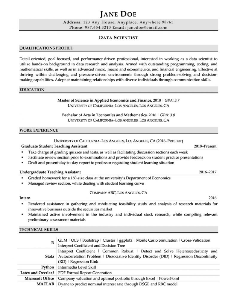 write resume no work experience