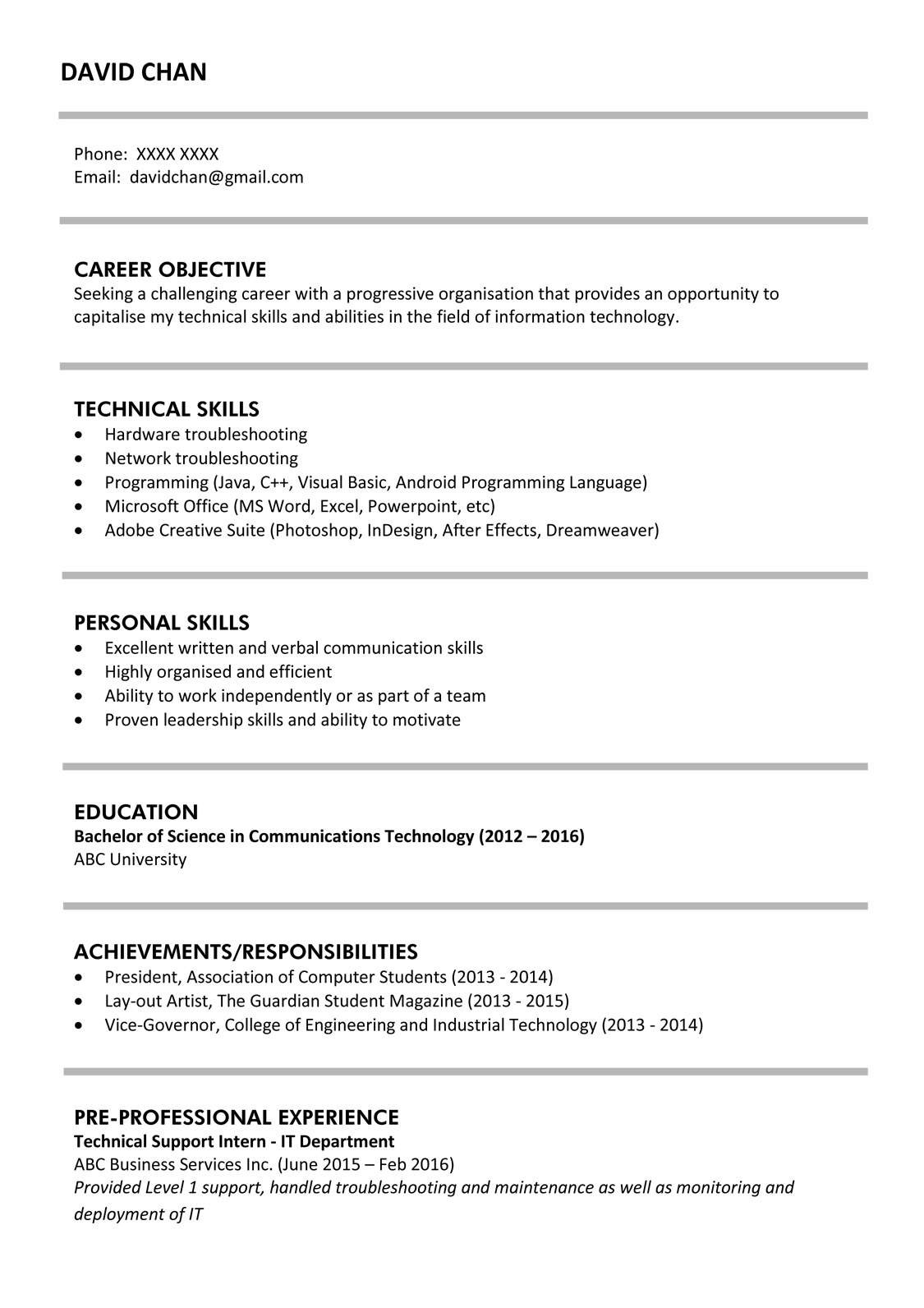 resume templates fresh graduateml