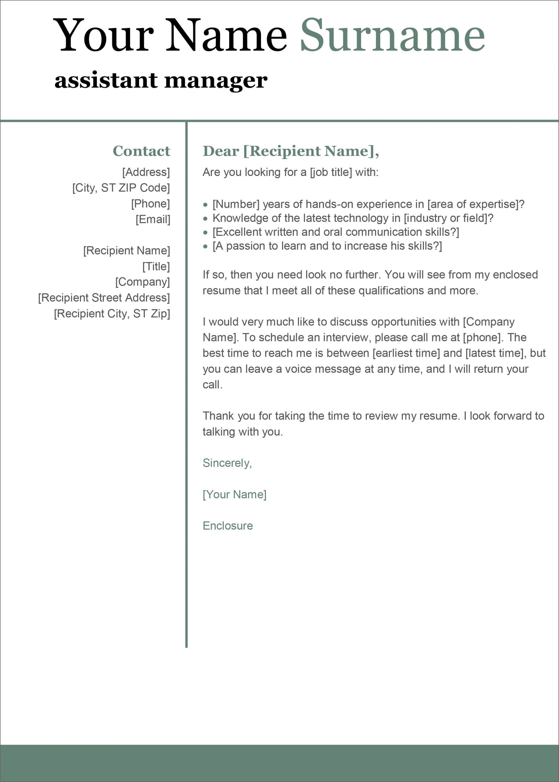 free cover letter templates