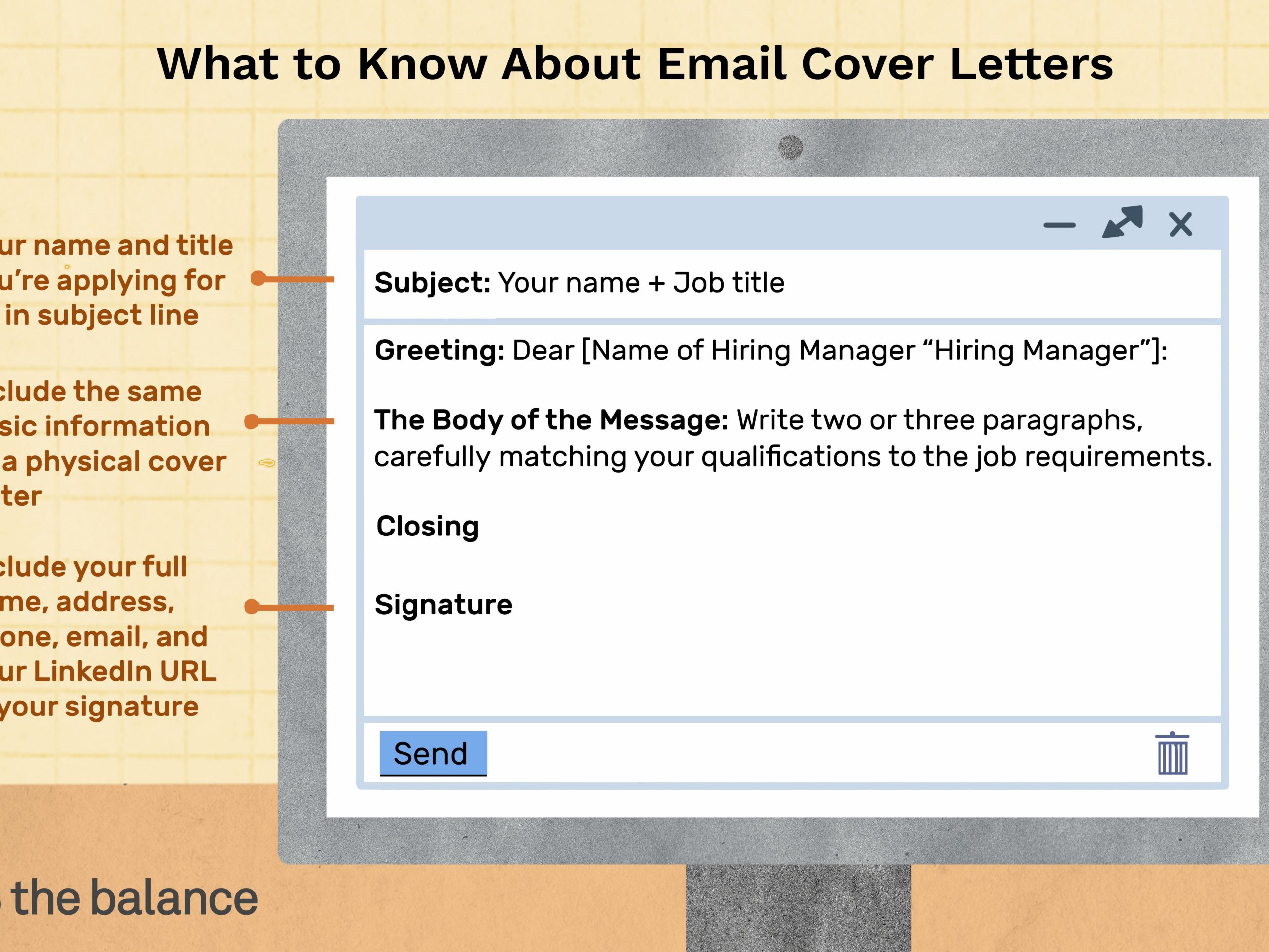 sample email cover letter message to hiring manager