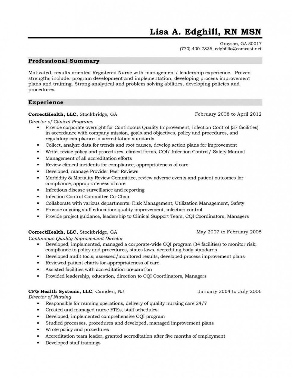 new graduate nurse resume summary