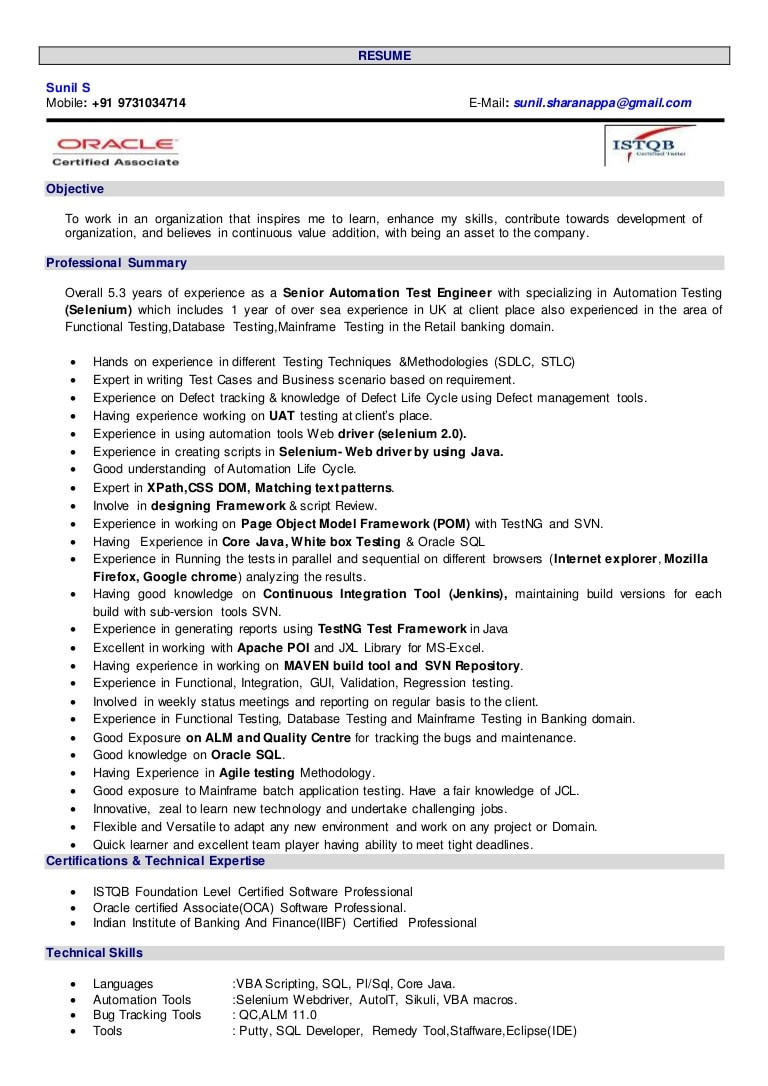 qa tester resume with banking experienceml