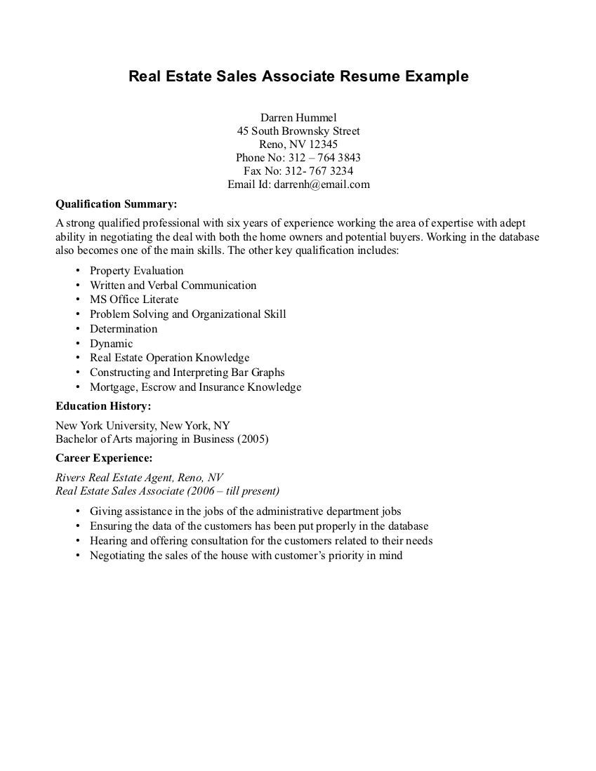 real estate sales agent resume no experienceml