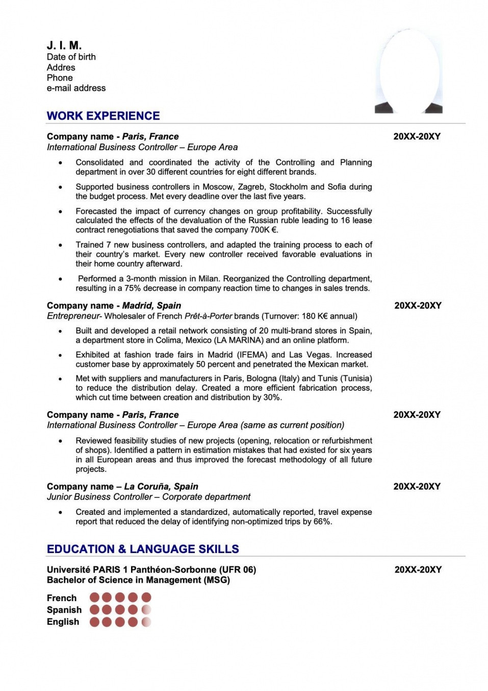 example good cv mba application