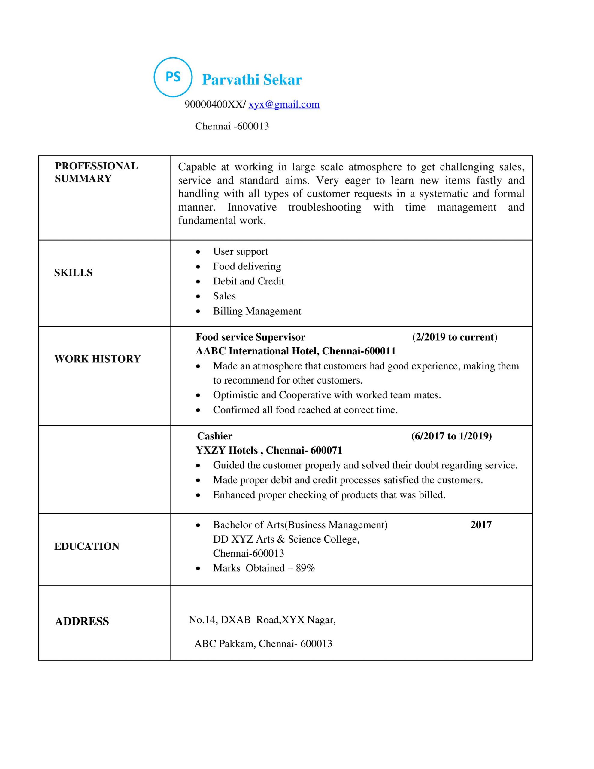 types of resume models for freshers