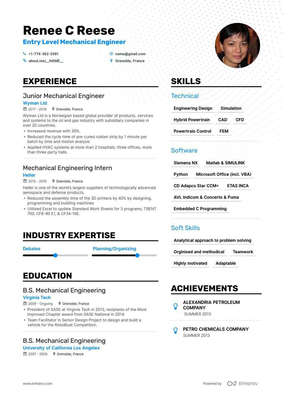 mechatronics engineer resume sample