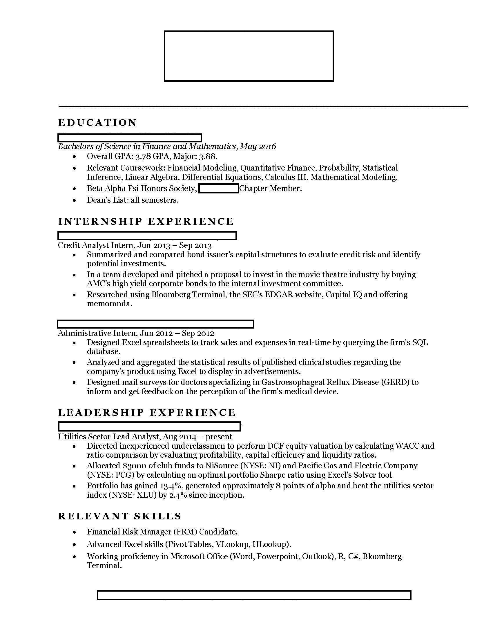 finance looking for internships in investment