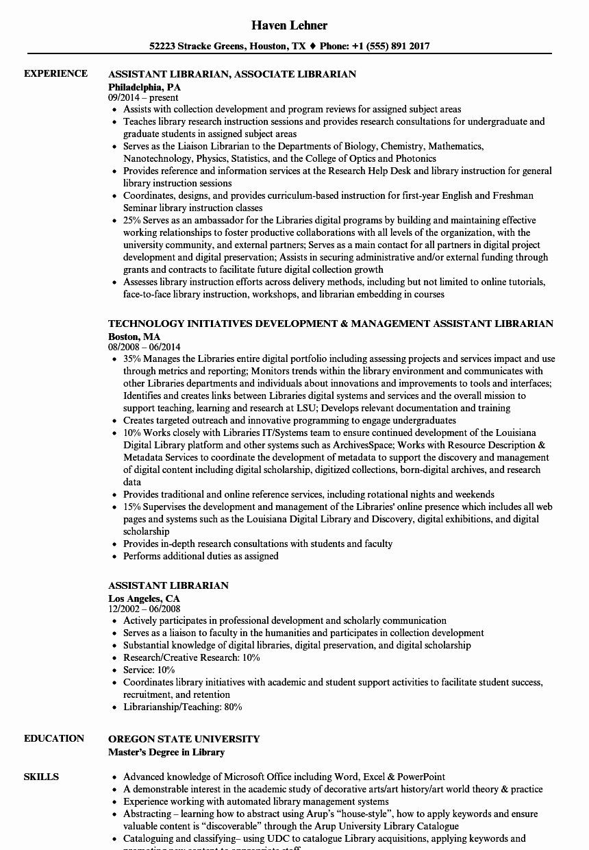 library assistant resume template