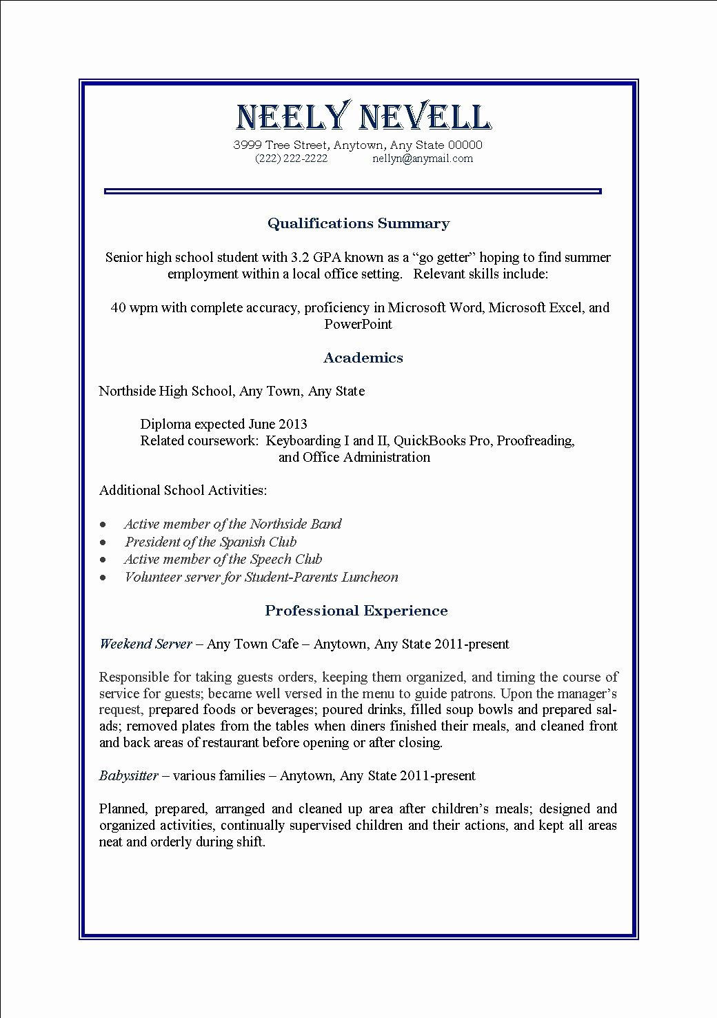 student part time resume sample