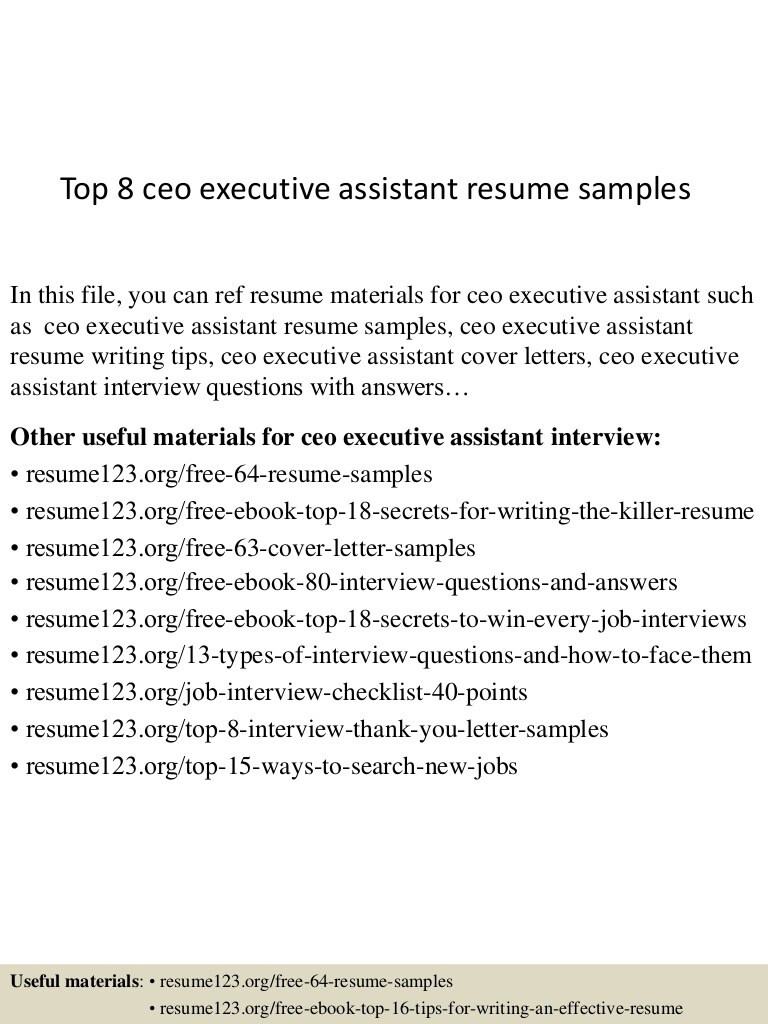top 8 ceo executive assistant resume samples